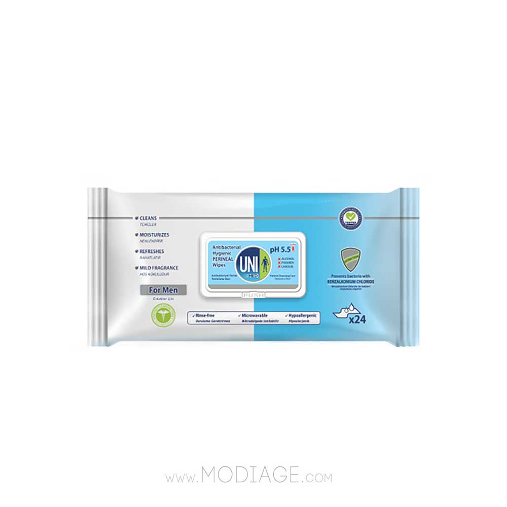 دستمال مرطوب پاک کننده ناحیه پرینال آقایان یونی مد Uni Med