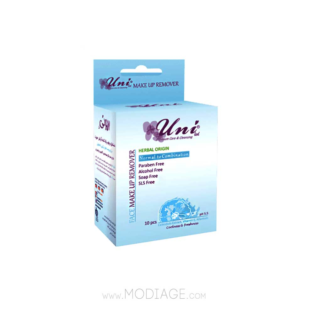 دستمال مرطوب ساشه ای پاک کننده آرایش پوست معمولی و مختلط یونی لد Uni Led