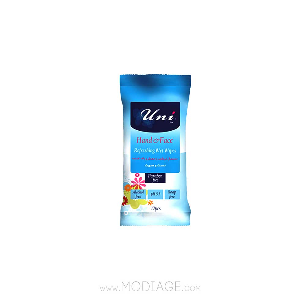 Uni Led hand and face refreshing wet wipes دستمال مرطوب معطر پاک کننده دست و صورت جیبی یونی لد Uni Led