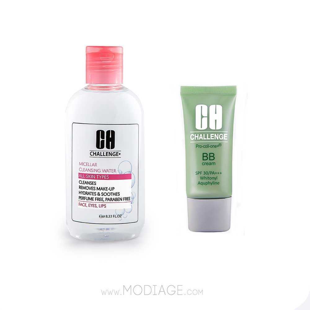 Challenge Micellar sensetive & bb cream highlight Pack پک میسلارواتر پوست حساس و بی بی کرم رنگ روشن چلنج challenge