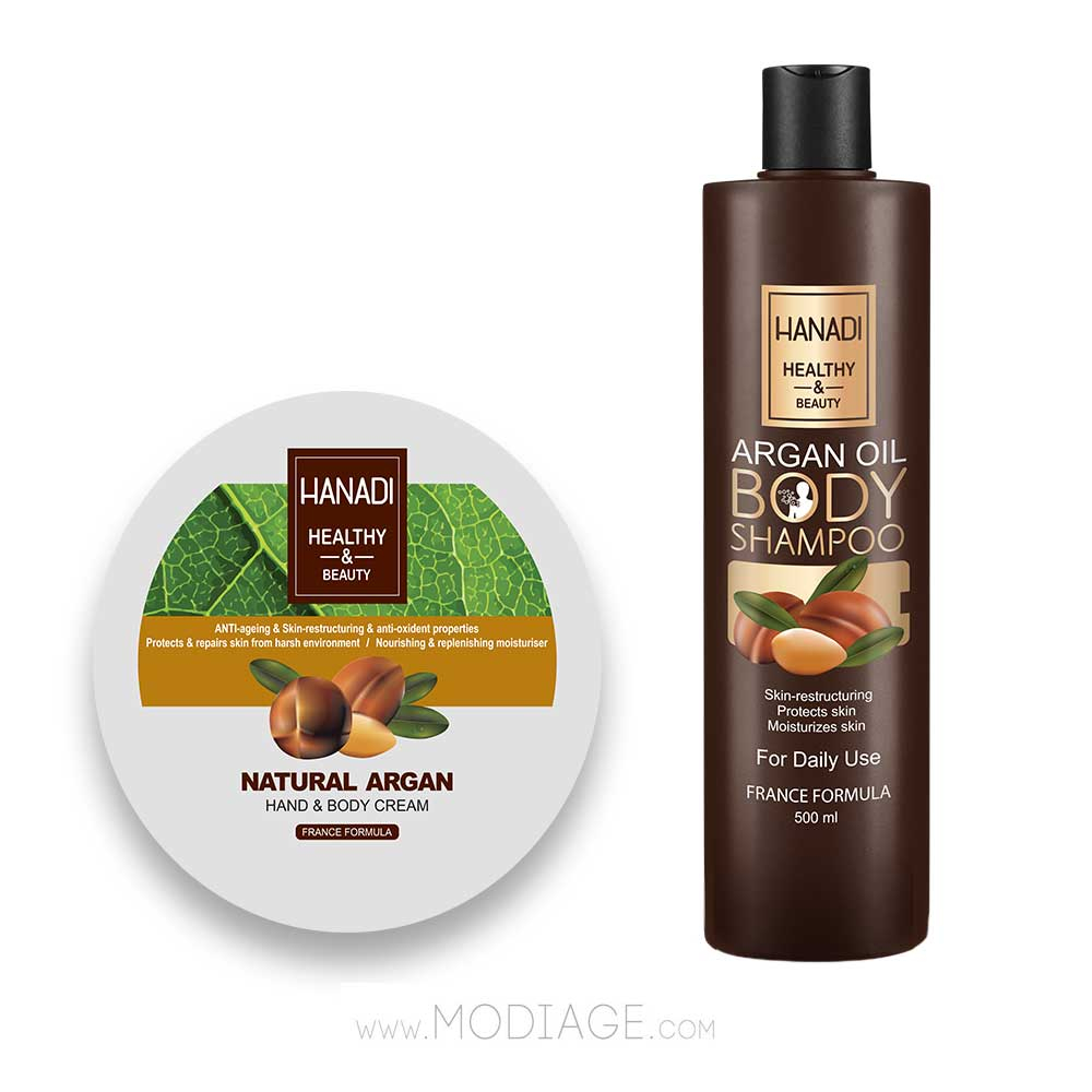 پک کرم مرطوب کننده دست آرگان و شامپو بدن آرگان هانادی HANADI