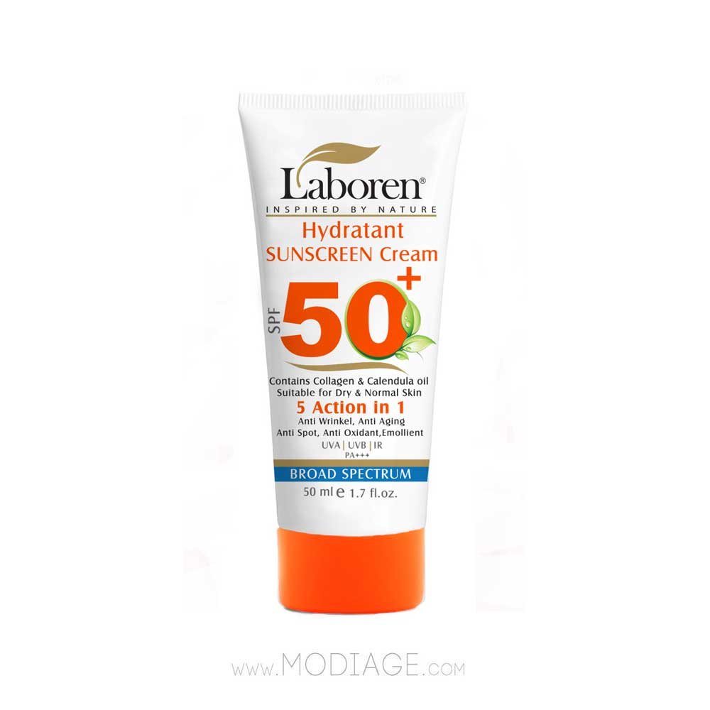 کرم ضد آفتاب 5 کاره بدون رنگ +SPF50 پوست خشک و نرمال لابورن Laboren