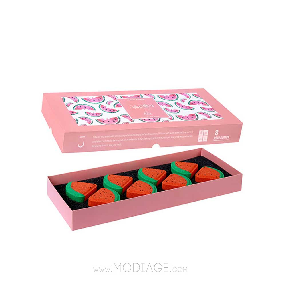 کوکتل پدیکور 8عددی هندوانه ای پدی بمب ژبن پلاس Jabon Plus