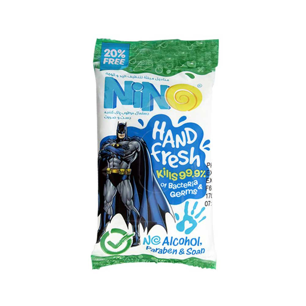 Nino Face And Hand Cleansig Wipes دستمال مرطوب پاک کننده دست و صورت نینو Nino