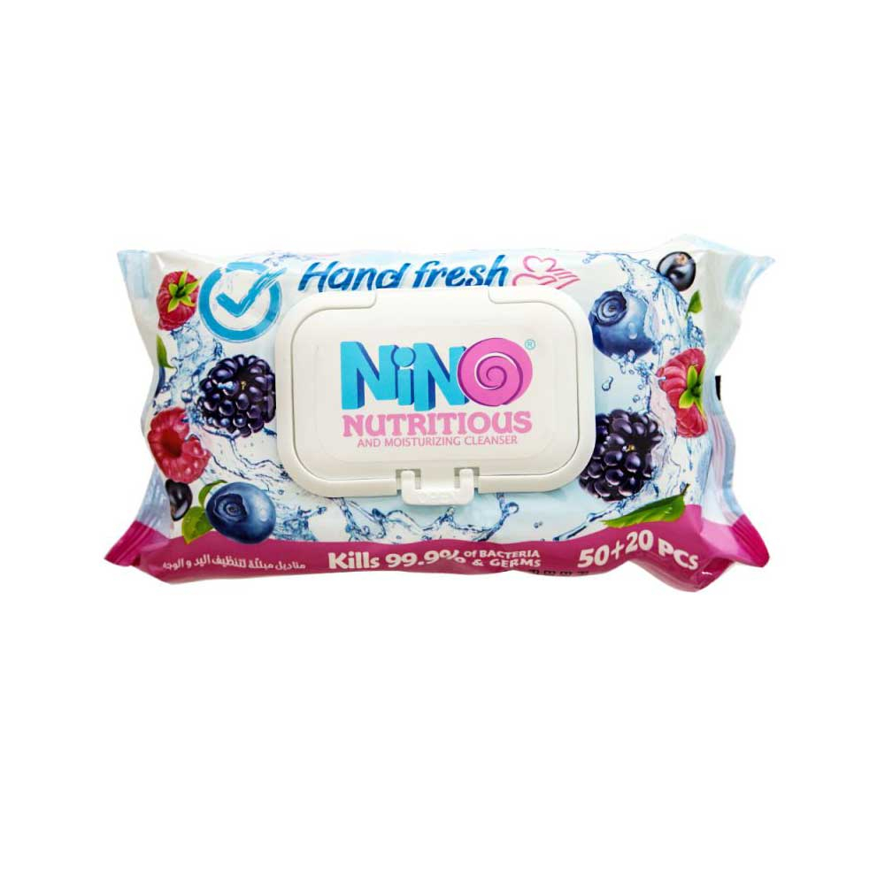 Nino Fruity And Anti Bacterial Wipes دستمال مرطوب صورتی نینو Nino