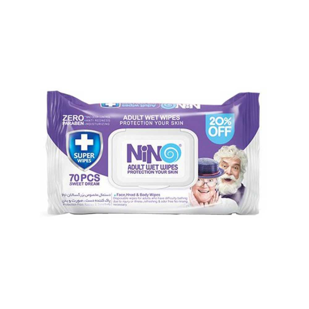 Nino Adult Wet Wipes دستمال مرطوب دست و صورت بزرگسالان نينو Nino