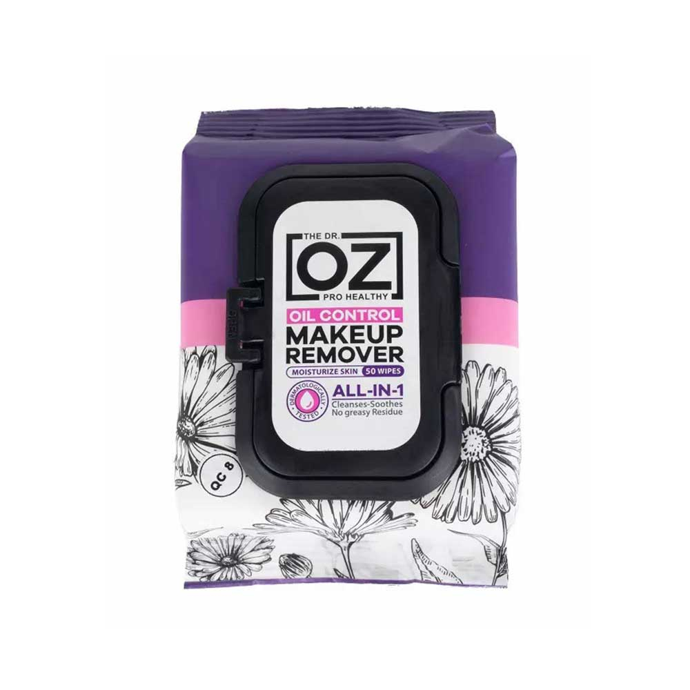 DR Oz Makeup Remover Wipes 50pcs دستمال مرطوب پاک کننده آرایش پوست چرب و آکنه دار دکتر آز Dr Oz