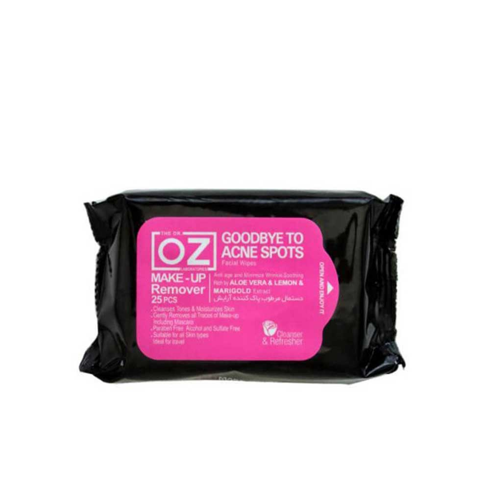DR Oz Goodbye to Acne Spots Make Up Remover 25PCS دستمال مرطوب پاک کننده آرایش ضد آکنه دکتر از Dr Oz