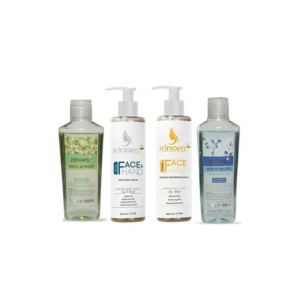 پک روتین روزانه پوست خشک و حساس کرمی 4 عددی ژینووا XINOVA