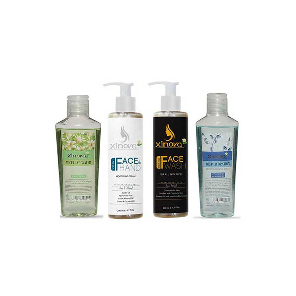 روتین پوست خشک کوچک کننده منافذپوست زغالی 4عددی ژینووا XINOVA