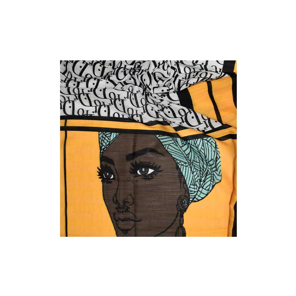 ME Patterned Scarf شال نخی طرح چهره زرد کد NT125 می ME