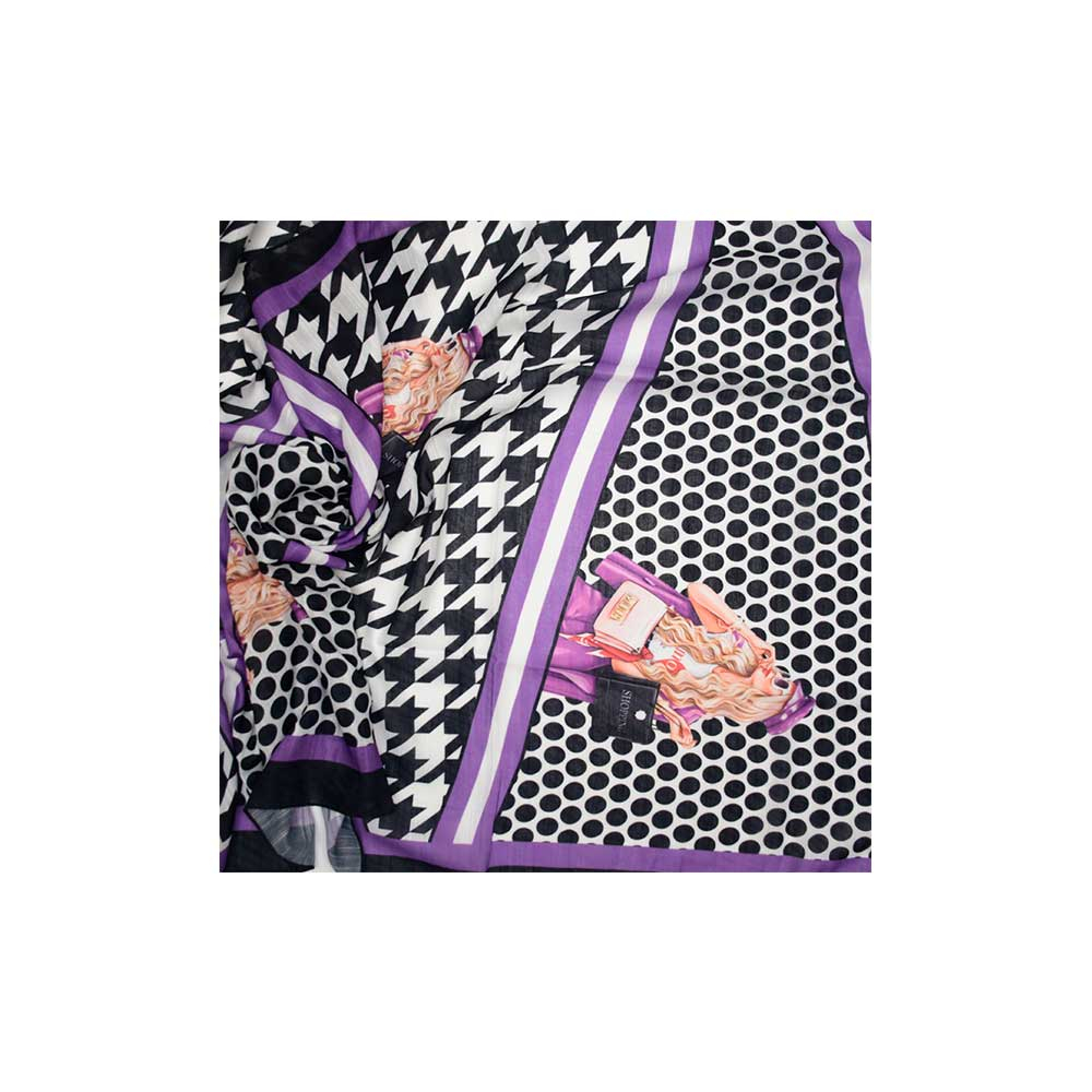 ME Barbie Patterned Scarf شال نخی طرح باربی بنفش  کد NT126 می ME