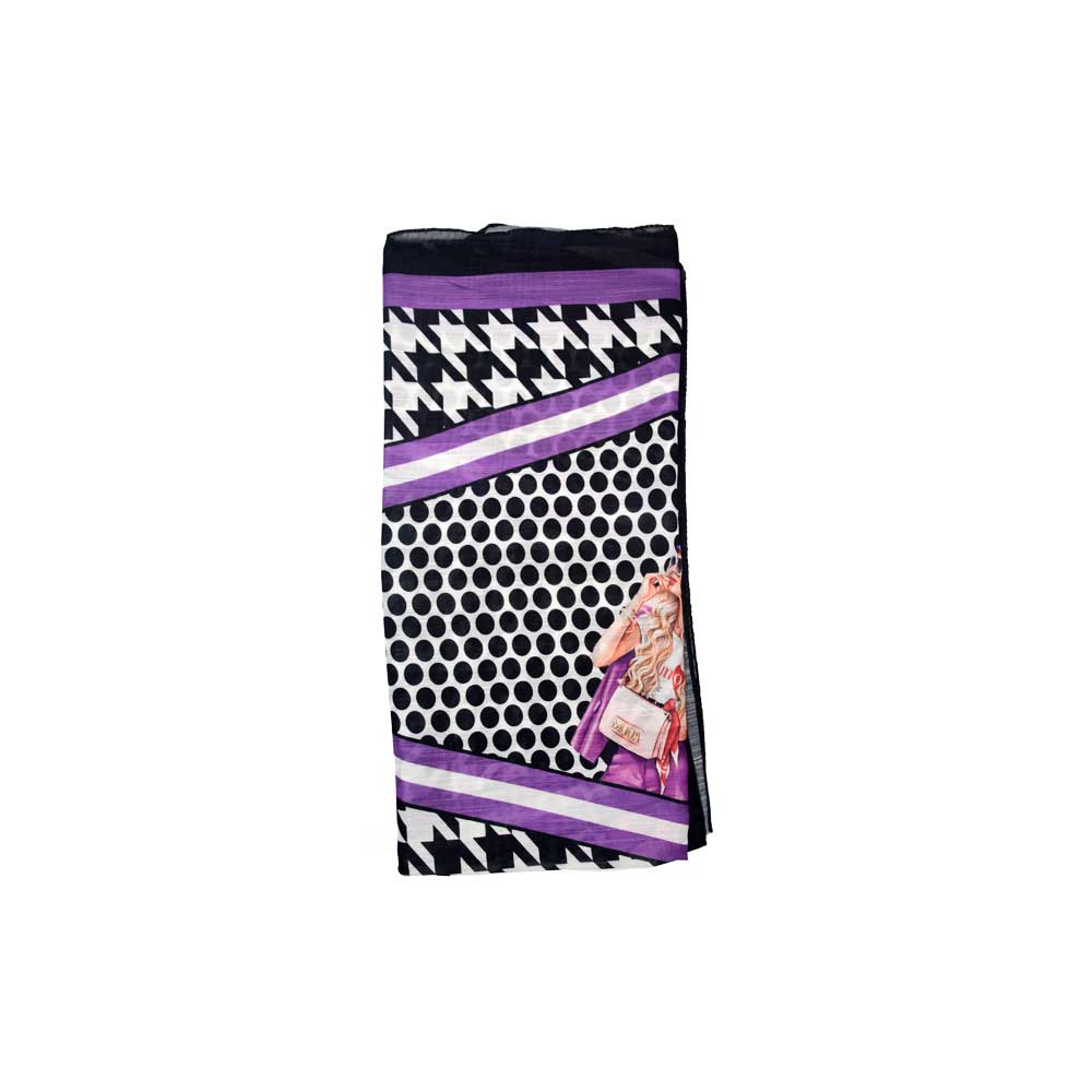 ME Barbie Patterned Scarf شال نخی طرح باربی بنفش  کد NT126 می ME