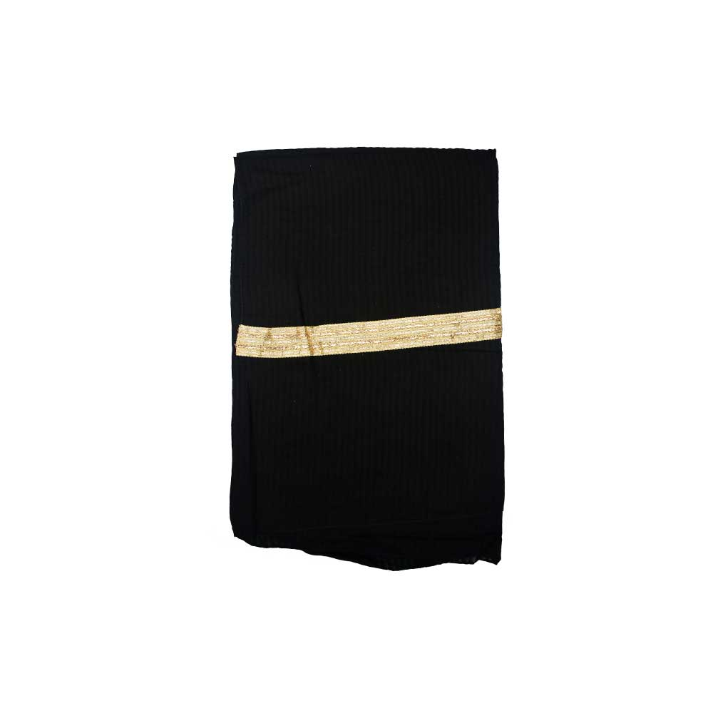 ME Black Scarf with Gold Ribbon شال نخی مشکی کد MH158 می ME