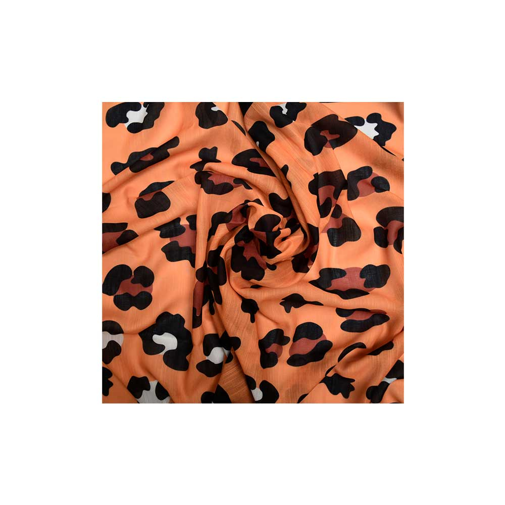 ME Orange Leopard Print Scarf شال نخی طرح پلنگی کد NT127 نارنجی می ME