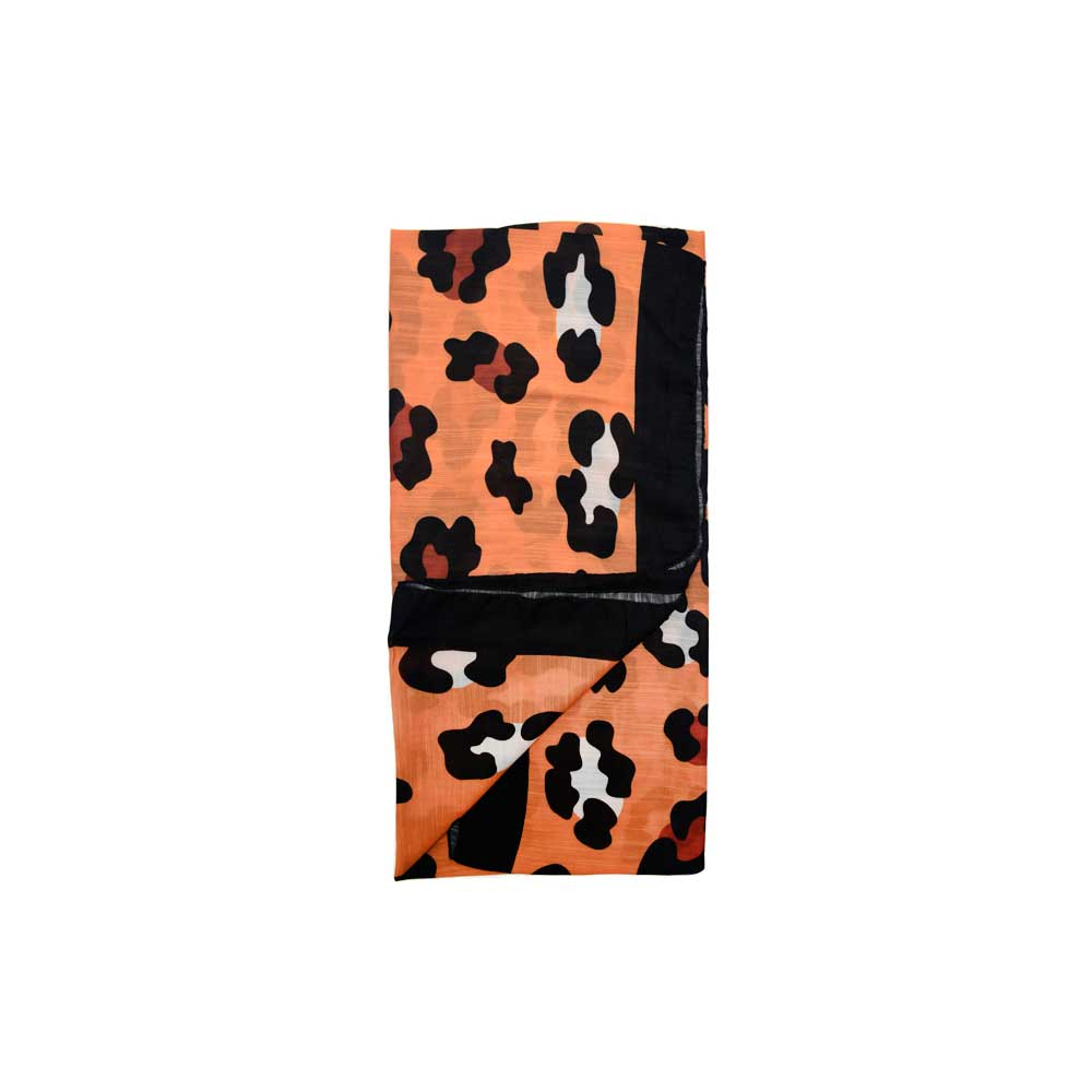ME Orange Leopard Print Scarf شال نخی طرح پلنگی کد NT127 نارنجی می ME