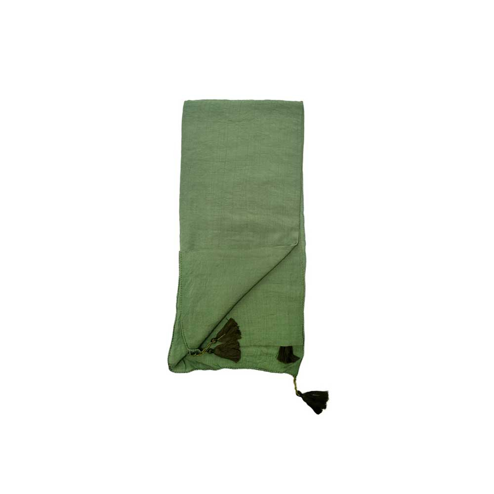 ME Green Scarf Code NML172 شال نخی منگوله دار کد NML172 سبز می ME