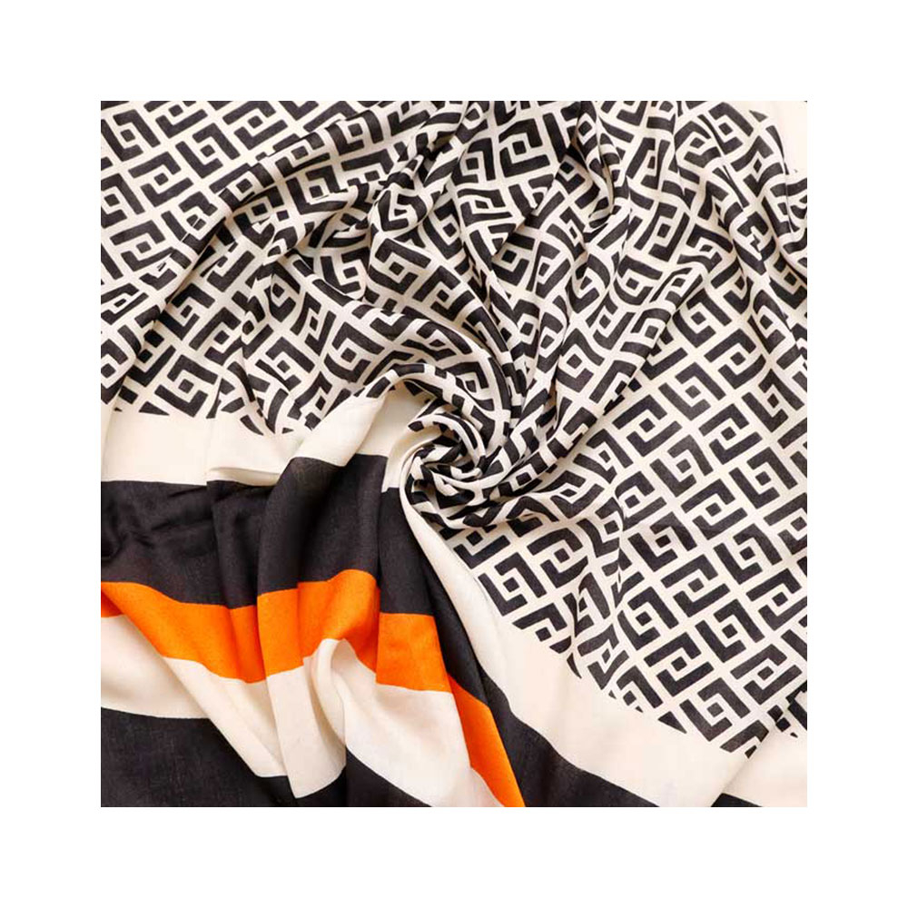 ME TH89 SCARF شال نخی منگوله دار نارنجی مشکی کد TH89 می ME