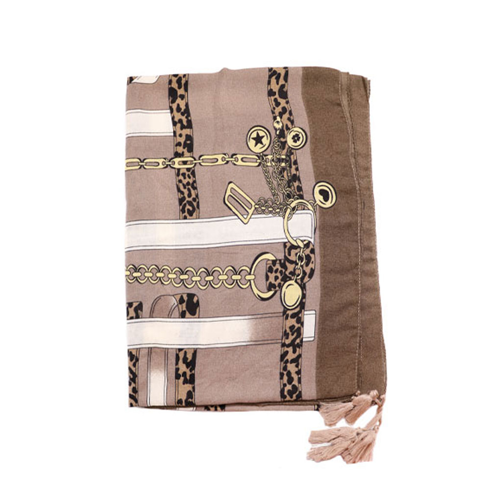 شال طرح کمربندی پلنگی کرم قهوه ای کد PK49 می ME