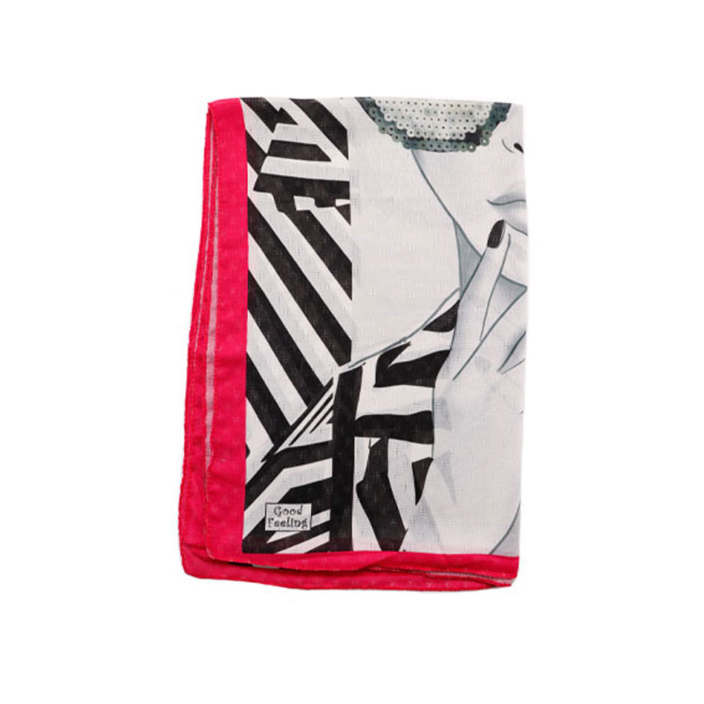 شال نخی طرح چهره سرخابی کد CH54 می ME