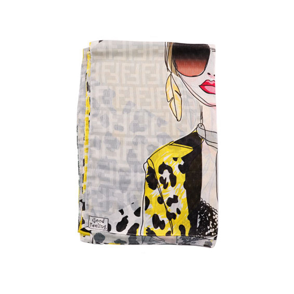 شال نخی طرح دختر زرد کد DZ55 می ME