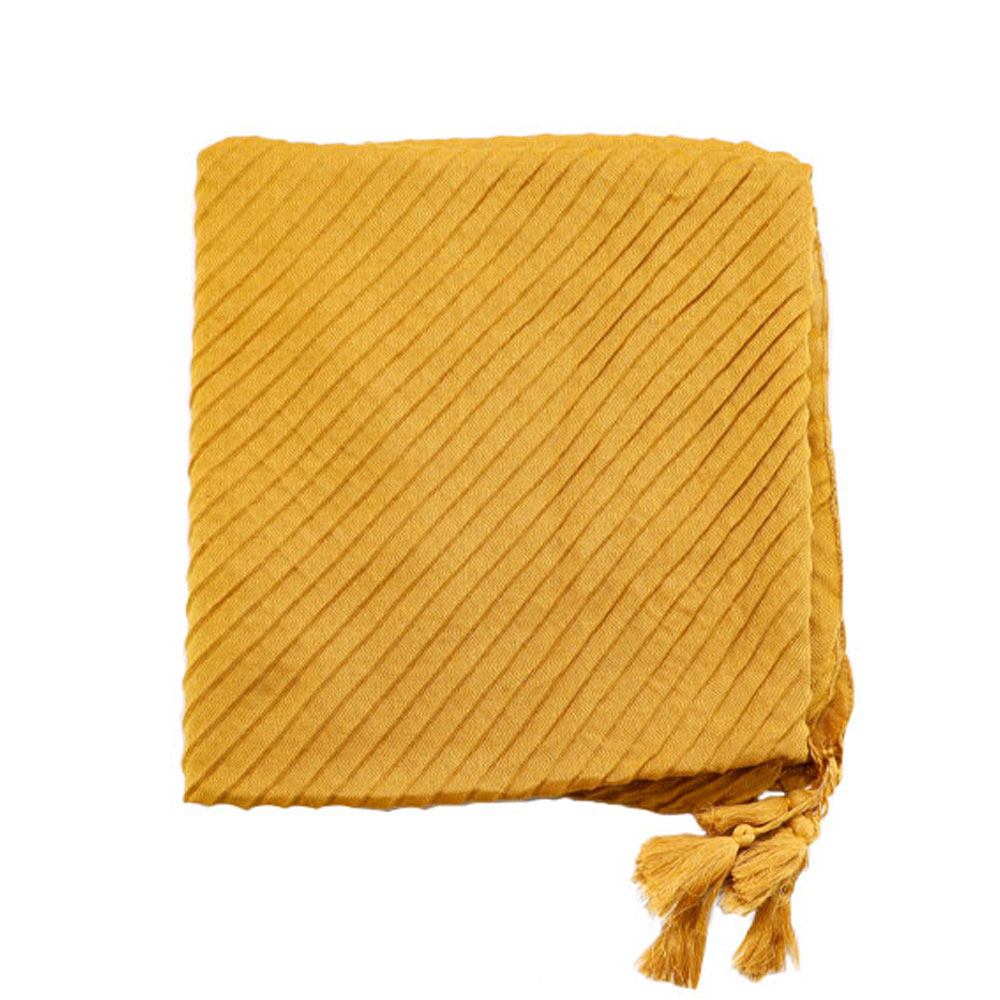 روسری نخی پلیسه خردلی کدNP64 می ME