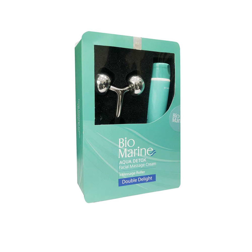 کیت کرم ماساژ صورت و گردن با ماساژور رولر بایومارین BIOMARINE