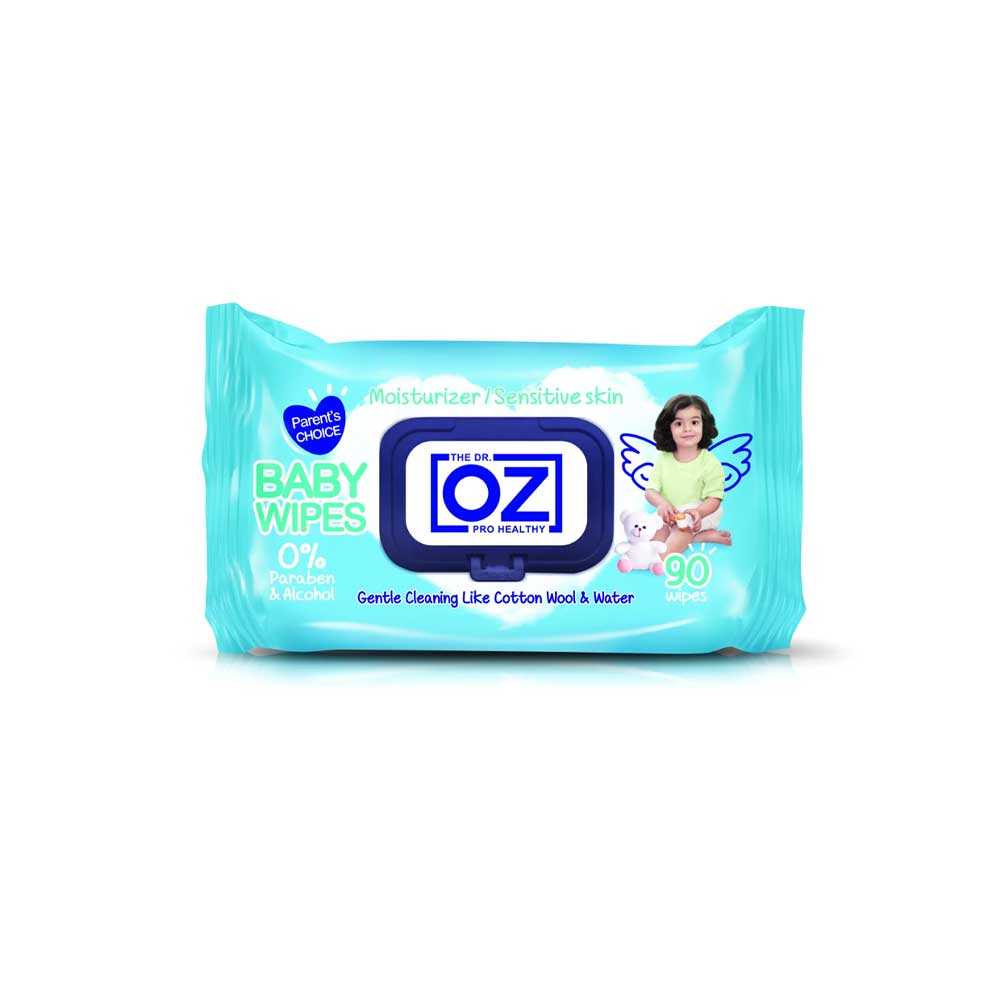 DR OZ MOISTURIZER BABY WIPES دستمال مرطوب کودک فاقد پارابن و الکل 90 عددی دکتر آز DR OZ