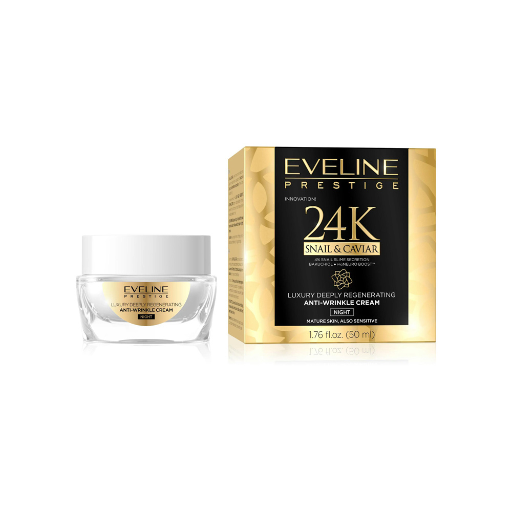 کرم شب ضد چروک حلزون و خاویار 24K اولاین Eveline