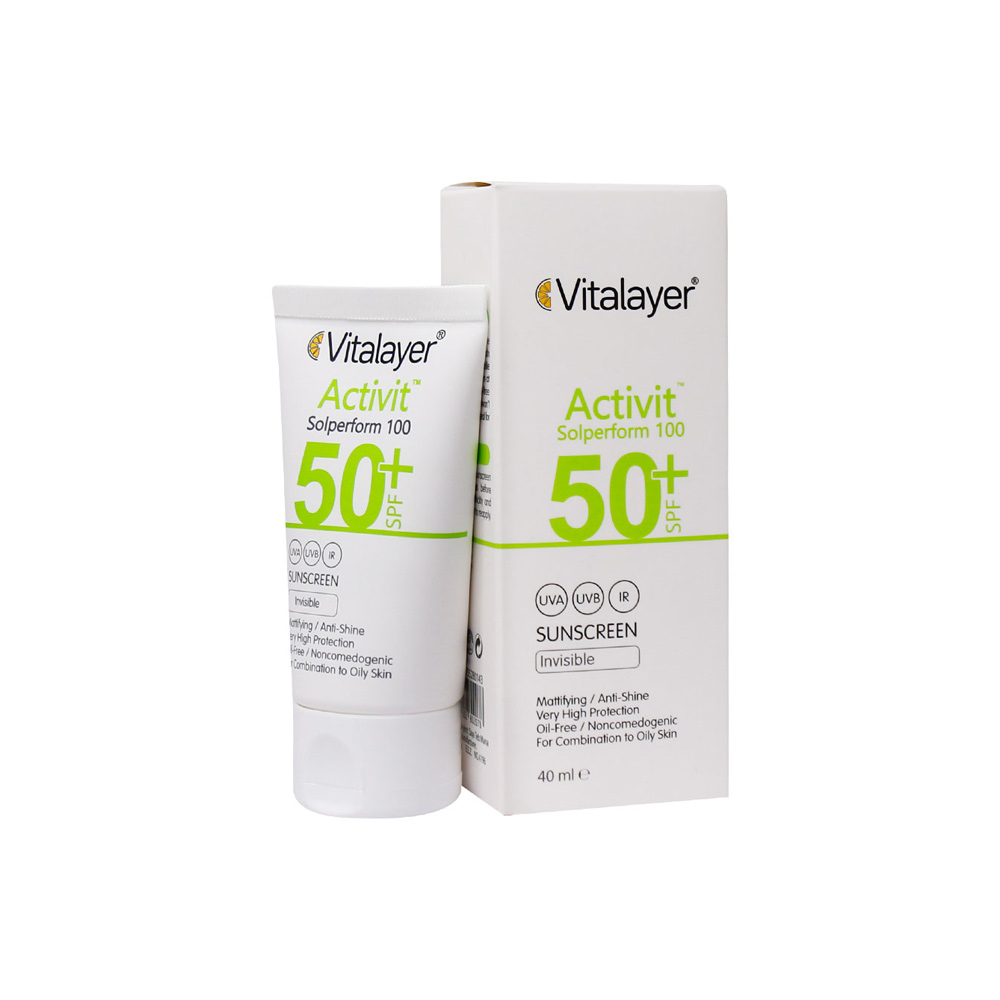 کرم ضد آفتاب پوست چرب SPF50 بی رنگ ACTIVIT ویتالیر VITALAYER