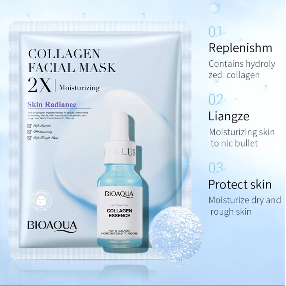 ماسک ورقه ای صورت روشن کننده کلاژن بیوآکوا BIOAQUA