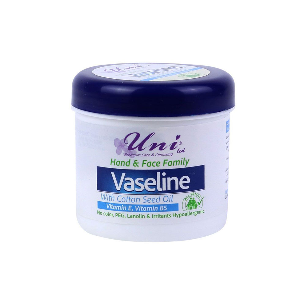 وازلین کاسه‌ای حاوی روغن پنبه دانه و ویتامین E یونی لد Uni Led
