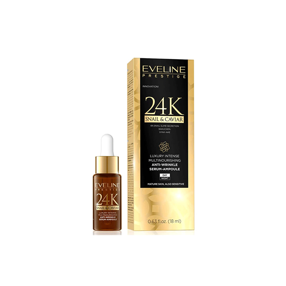 سرم ضد چروک خاویار و حلزون 24K اولاین EVELINE