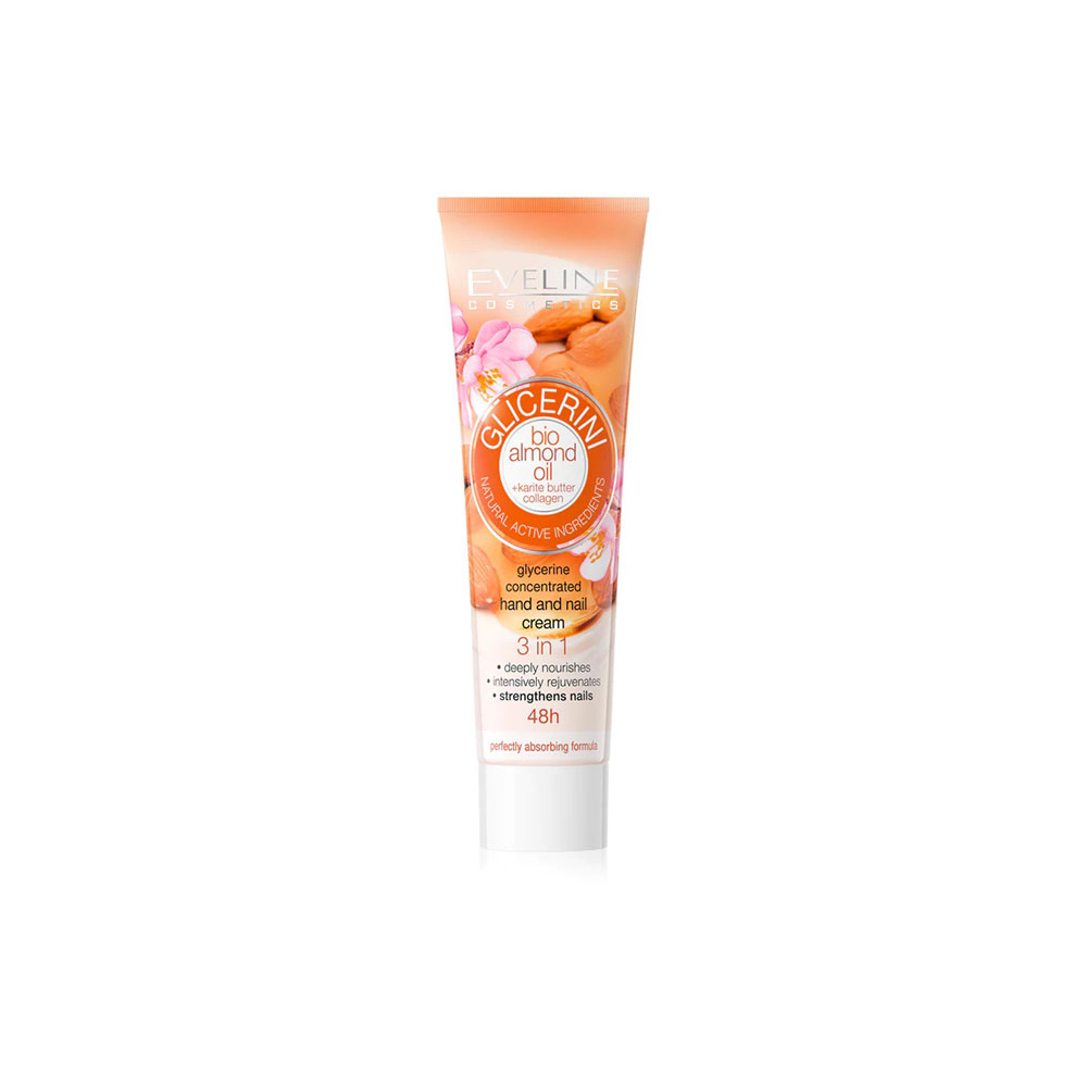 EVELINE GLICERINI ALMOND HAND CREAM  کرم دست و ناخن GLICERINI ALMOND اولاین EVELINE