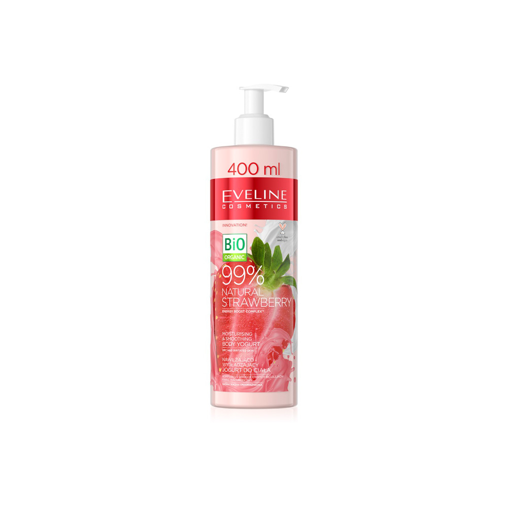 Eveline Natural Strawberry Moisturising and Smoothing Body Yogurt لوسیون بدن ماست طبیعی و توت فرنگی اولاین EVELINE