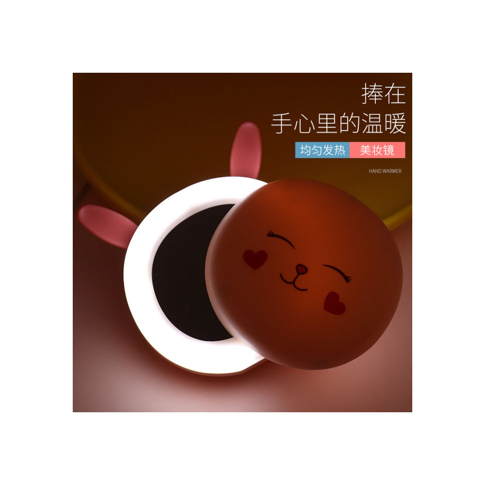 MODISSORY RABBIT MINI HAND WARMER AND BEAUTY MIRROR گرمکن دست آینه دار با رینگ لایت فانتزی RABBIT مدیسوری MODISSORY