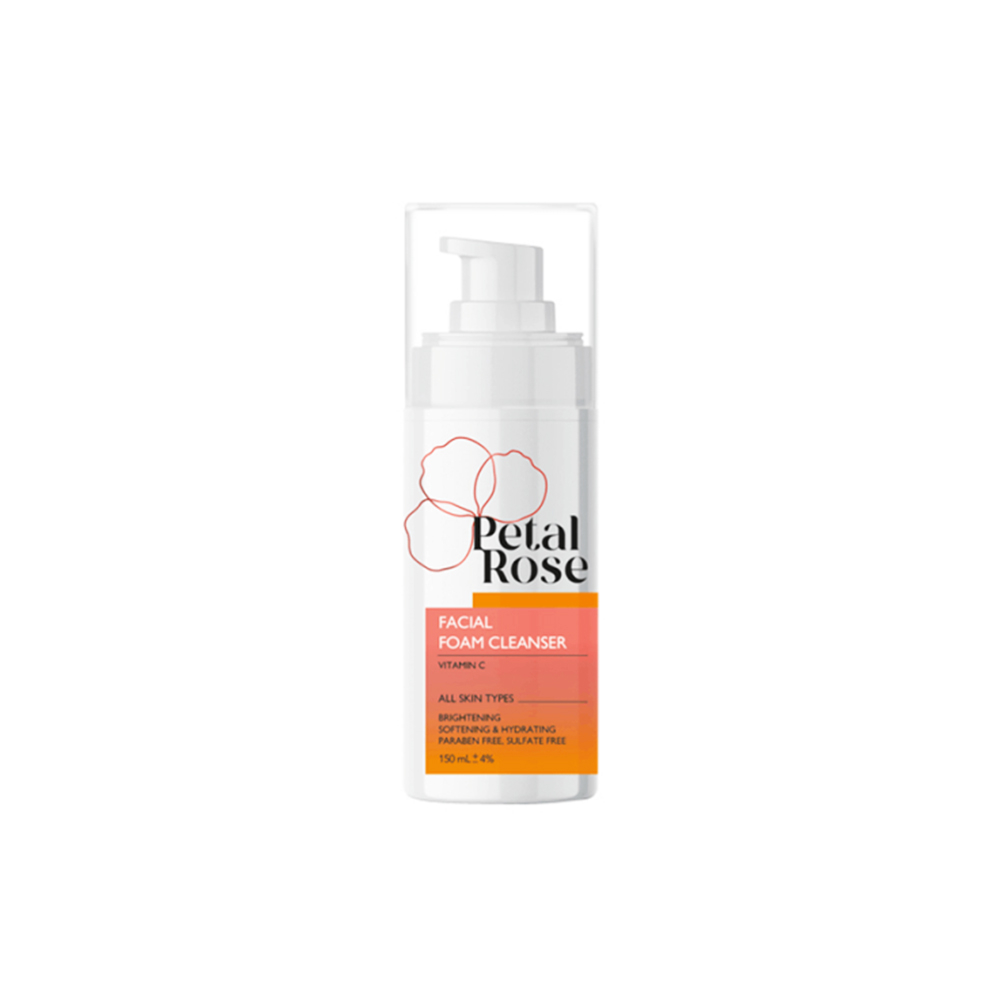 PETAL ROSE ALL SKIN TYPES FACIAL FOAM CLEANSER فوم شستشوی صورت ویتامین C مناسب انواع پوست پتال رز PETAL ROSE