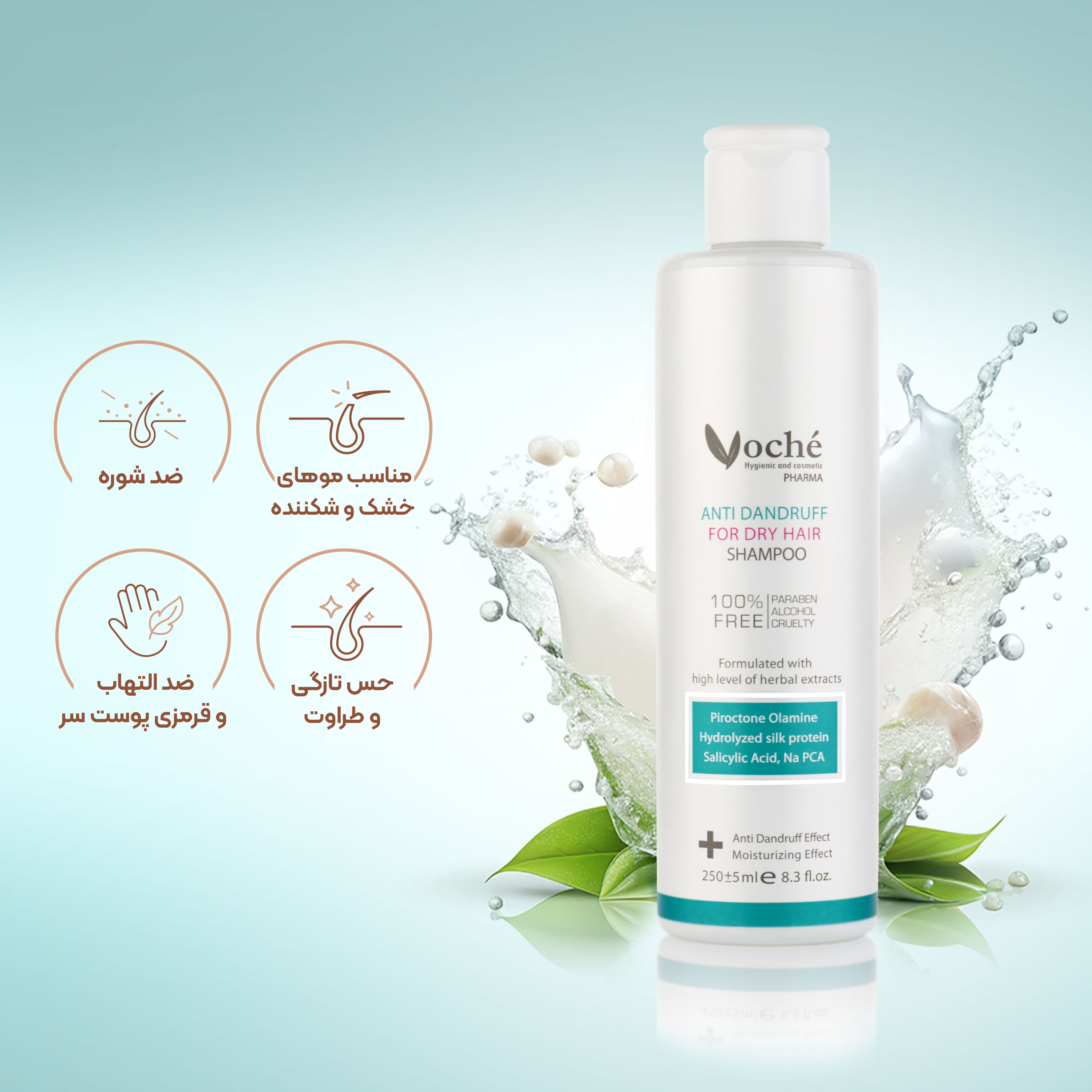 شامپو ضد شوره موی خشک وچه VOCHE
