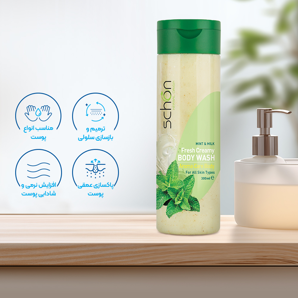 شامپو بدن کرمی نعنا شون schon