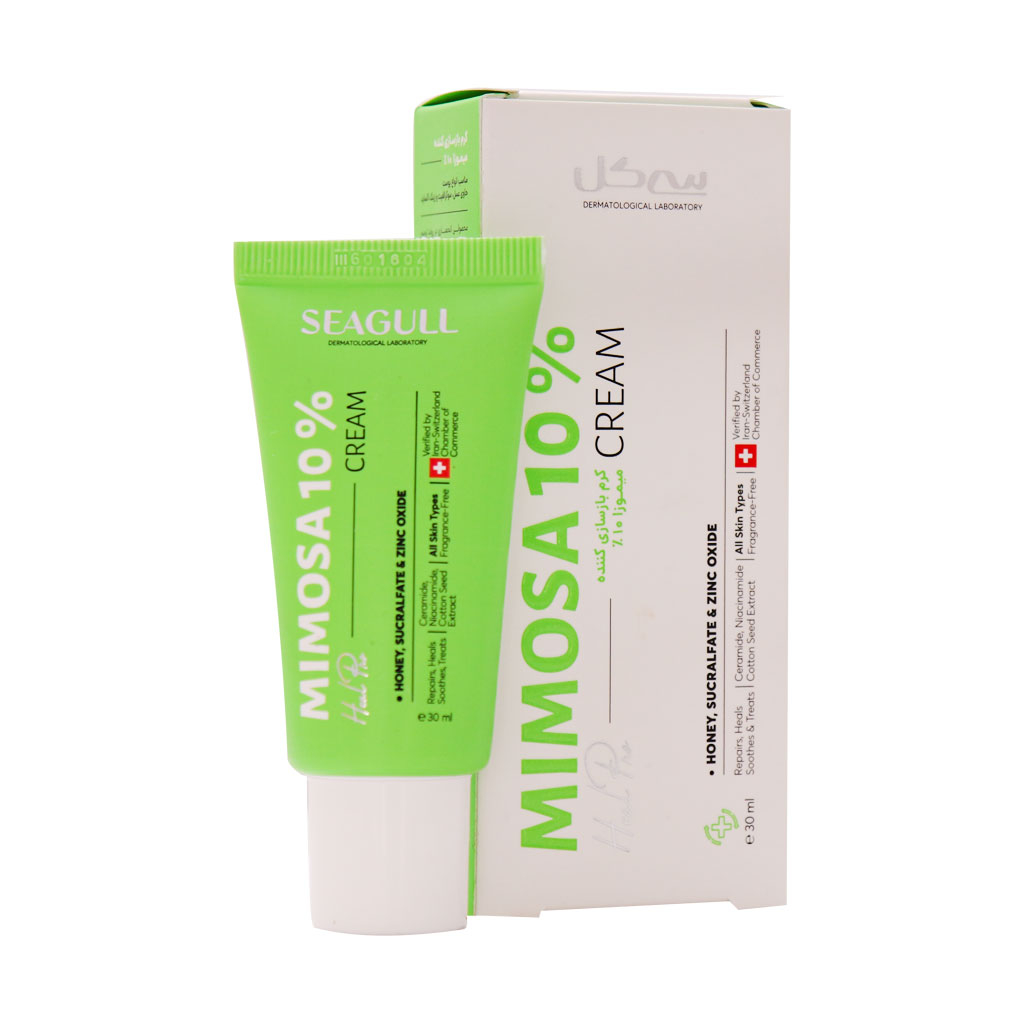 Seagull Mimosa 10% Healing Cream کرم ترمیم کننده میموزا 10% سی گل مناسب انواع پوست حجم 30 میل