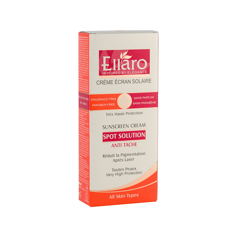 تصویر کرم ضد آفتاب بی رنگ SPF50 الارو مدل اسپات سولوشن مناسب انواع پوست