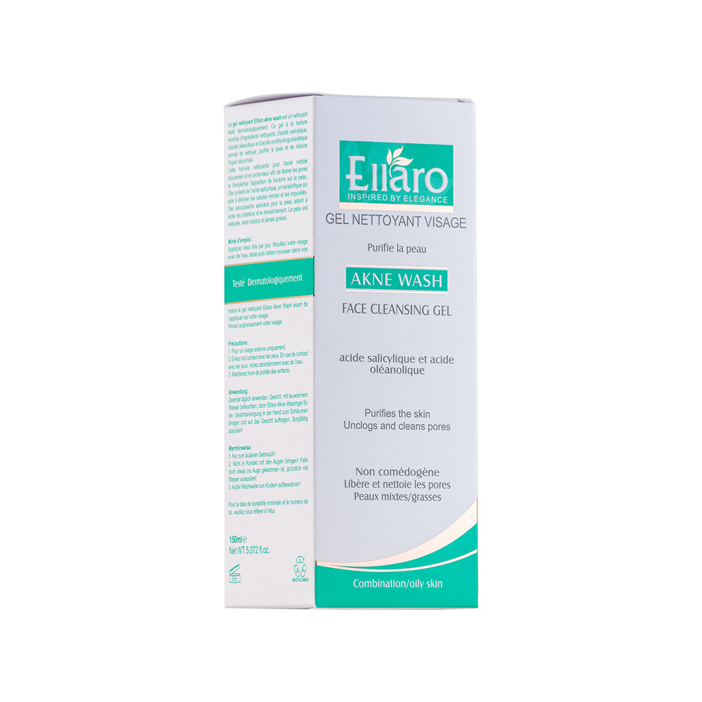 تصویر ژل شستشوی صورت آکنه واش الارو Ellaro