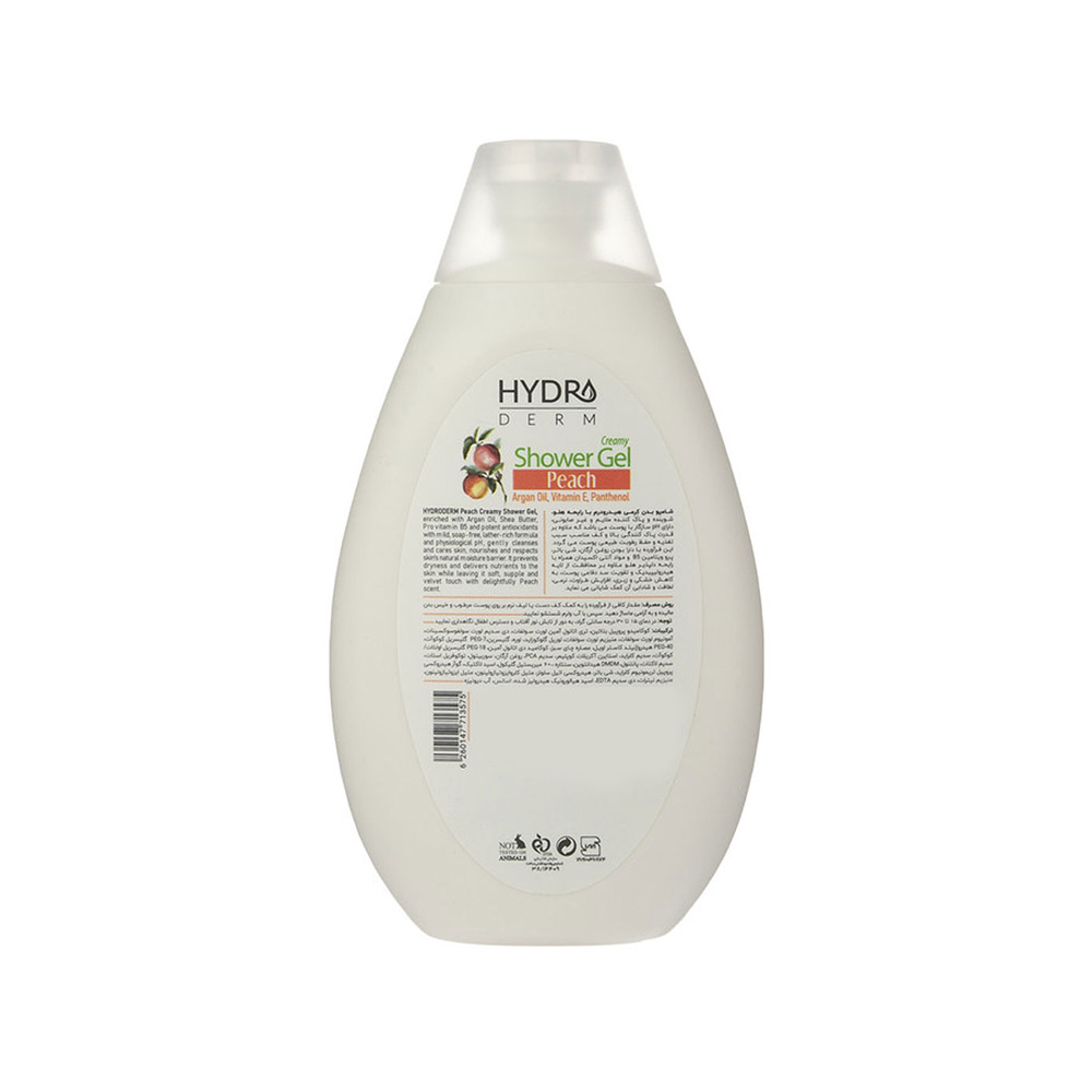 تصویر شامپو بدن کرمی هیدرودرم با رایحه هلو و روغن آرگان 500 میل