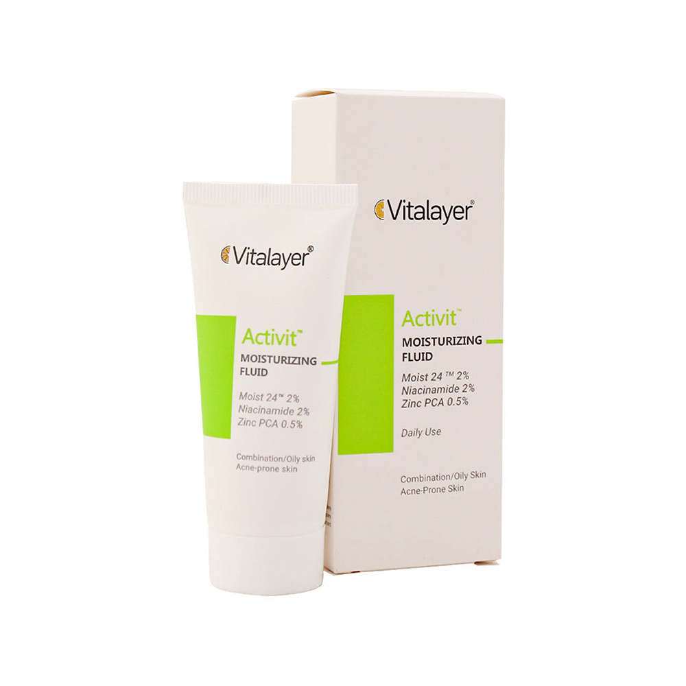 تصویر فلوئید مرطوب کننده ویتالیر مدل اکتی ویت مناسب پوست چرب