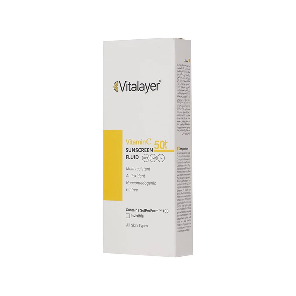 تصویر فلوئید ضد آفتاب ویتامین سی بی رنگ ویتالیر مناسب انواع پوست