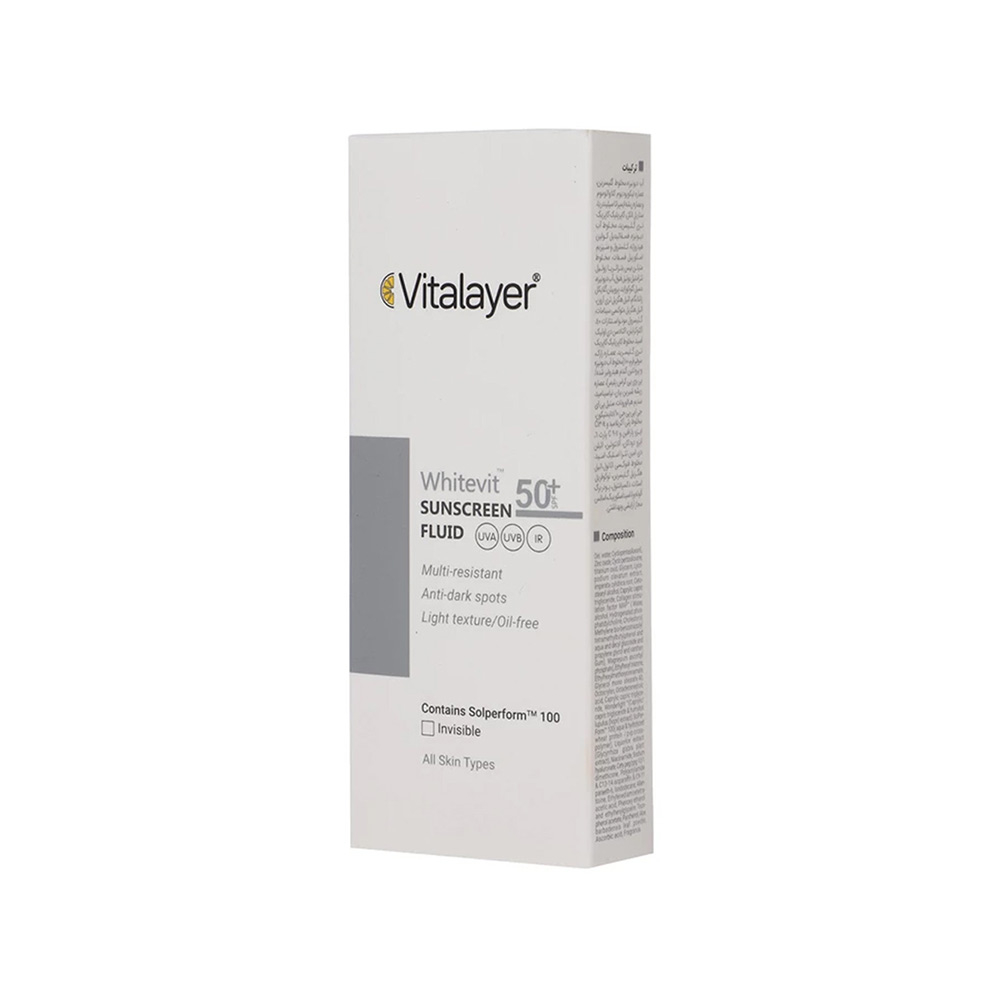 تصویر فلوئید ضد آفتاب و ضد لک بی رنگ SPF 50 ویتالیر مدل وایت ویت
