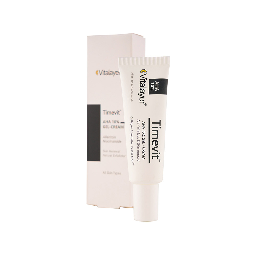 ژل کرم لايه بردار و جوانساز AHA 10% ویتالیر مدل تایم ویت