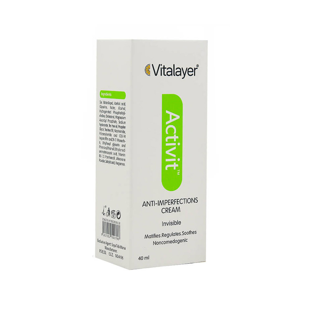 تصویر كرم ضد جوش بى رنگ ویتالیر مدل اكتی ويت