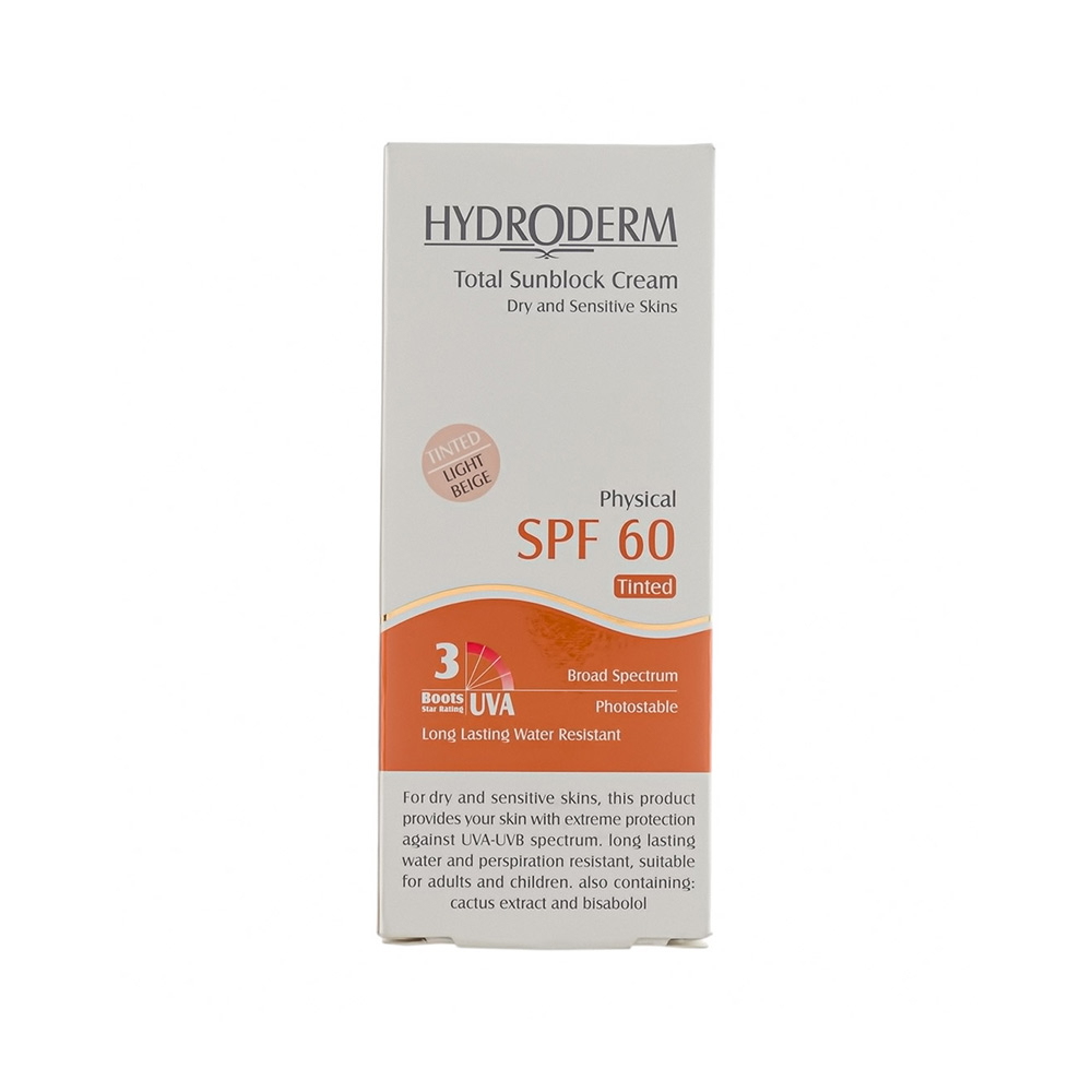 تصویر کرم ضد آفتاب رنگی SPF60 هیدرودرم مناسب پوست خشک و حساس