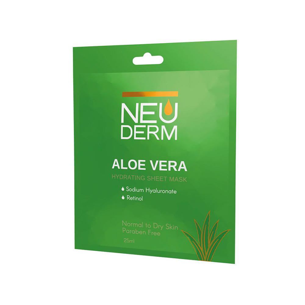 ماسک صورت ورقه ای نئودرم حاوی عصاره آلوئه‌ورا